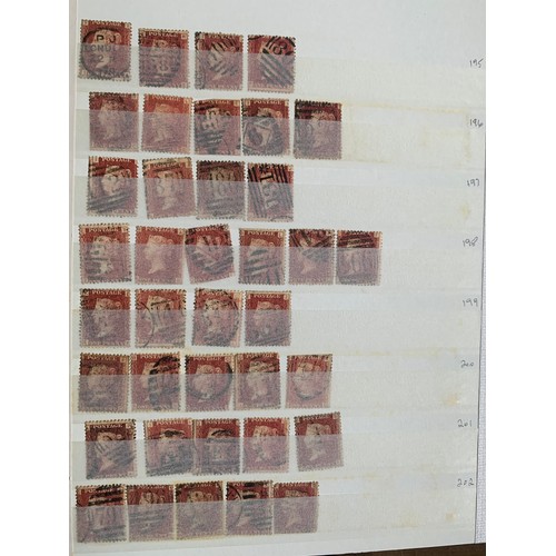 96 - Great Britain, Queen Victoria, stockbook containing approx. 700 perforated used Penny Reds with iden... 