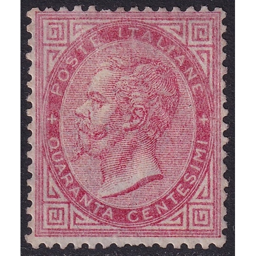 61 - Italy 1863-65 King Victor Emmanuel II 40c Rose (SG 14), M, Cat Val £7000. The stamp is very lightly ... 