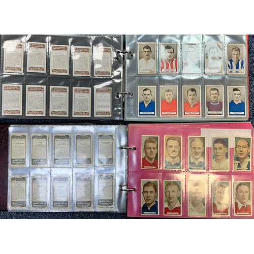 296 - A collection of football cigarette cards, mainly complete sets in plastic sleeves, in two albums, in... 