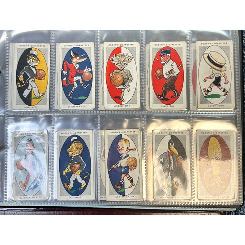 296 - A collection of football cigarette cards, mainly complete sets in plastic sleeves, in two albums, in... 