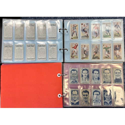 296 - A collection of football cigarette cards, mainly complete sets in plastic sleeves, in two albums, in... 