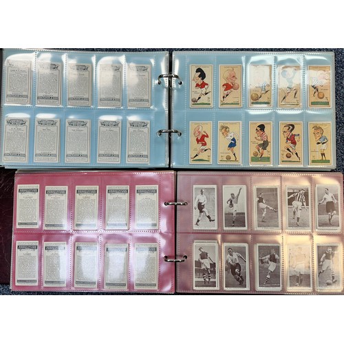 296 - A collection of football cigarette cards, mainly complete sets in plastic sleeves, in two albums, in... 