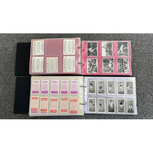 362 - Collection of sporting trade and cigarette cards, sleeved in four albums, in variable condition with... 