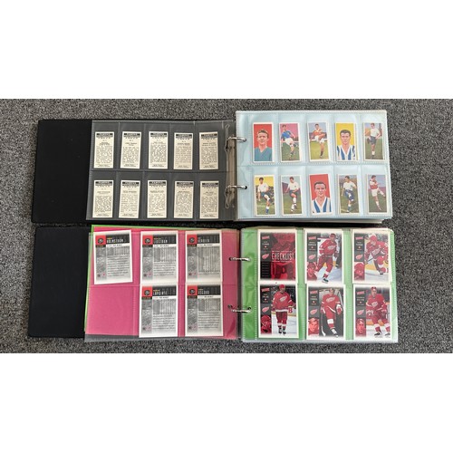 362 - Collection of sporting trade and cigarette cards, sleeved in four albums, in variable condition with... 