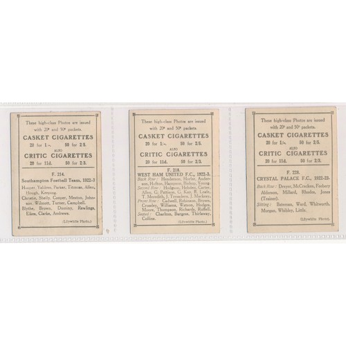 333 - Pattreiouex 1922 Football Teams - three cards, Crystal Palace F228, West Ham United F218 and Southam... 