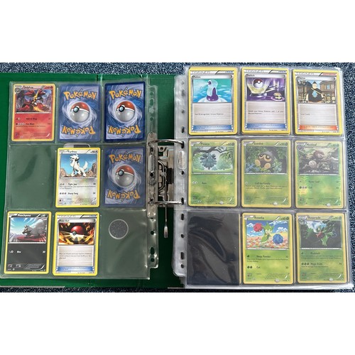 396 - Folder containing 8 near complete Pokemon sets from the XY series. Sets are Kalos starter set, Flash... 