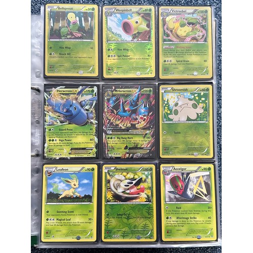 396 - Folder containing 8 near complete Pokemon sets from the XY series. Sets are Kalos starter set, Flash... 