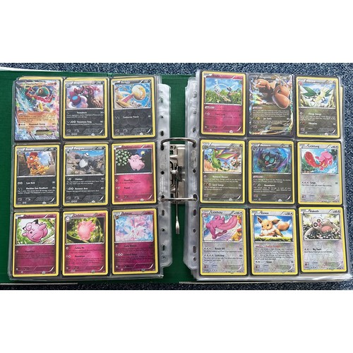 396 - Folder containing 8 near complete Pokemon sets from the XY series. Sets are Kalos starter set, Flash... 