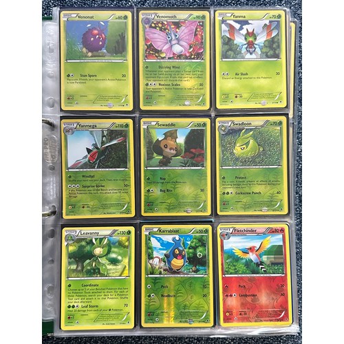 396 - Folder containing 8 near complete Pokemon sets from the XY series. Sets are Kalos starter set, Flash... 