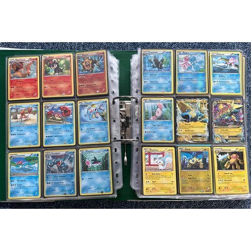 396 - Folder containing 8 near complete Pokemon sets from the XY series. Sets are Kalos starter set, Flash... 