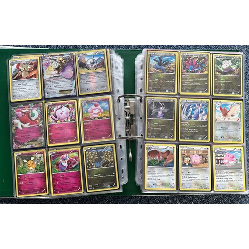 396 - Folder containing 8 near complete Pokemon sets from the XY series. Sets are Kalos starter set, Flash... 