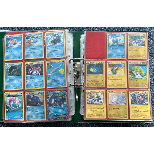 396 - Folder containing 8 near complete Pokemon sets from the XY series. Sets are Kalos starter set, Flash... 