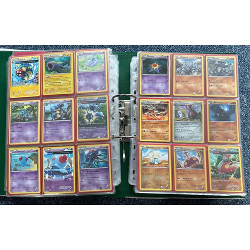 396 - Folder containing 8 near complete Pokemon sets from the XY series. Sets are Kalos starter set, Flash... 