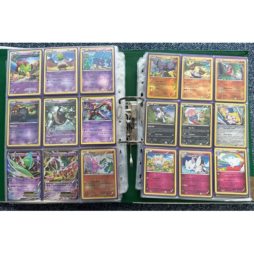 396 - Folder containing 8 near complete Pokemon sets from the XY series. Sets are Kalos starter set, Flash... 