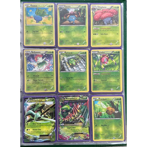 396 - Folder containing 8 near complete Pokemon sets from the XY series. Sets are Kalos starter set, Flash... 