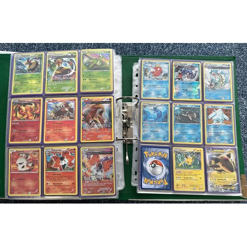 396 - Folder containing 8 near complete Pokemon sets from the XY series. Sets are Kalos starter set, Flash... 