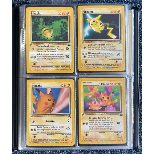 400 - Folder containing mainly Pikachu Pokemon cards. Pikachu cards from a variety of sets. Rares, holo's,... 