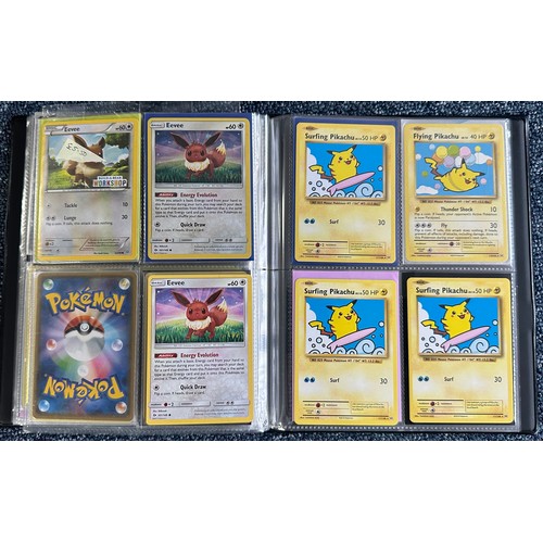 400 - Folder containing mainly Pikachu Pokemon cards. Pikachu cards from a variety of sets. Rares, holo's,... 