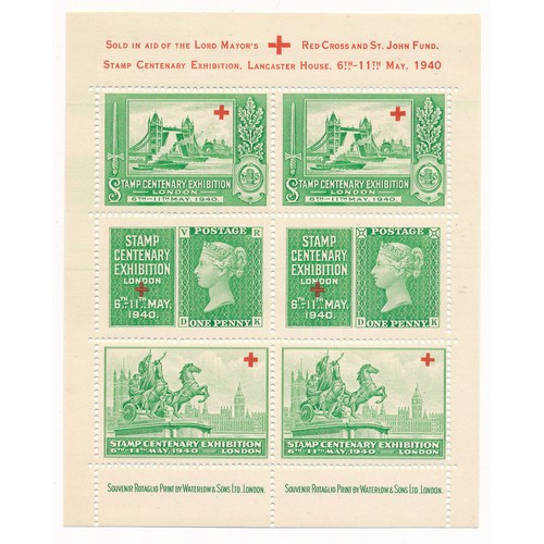 109 - Great Britain, 1940 Stamp Centenary Exhibition London 6th-11th May 1940 Red Cross charity Miniature ... 