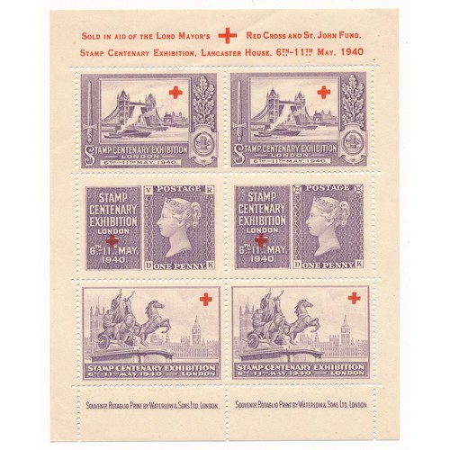 109 - Great Britain, 1940 Stamp Centenary Exhibition London 6th-11th May 1940 Red Cross charity Miniature ... 