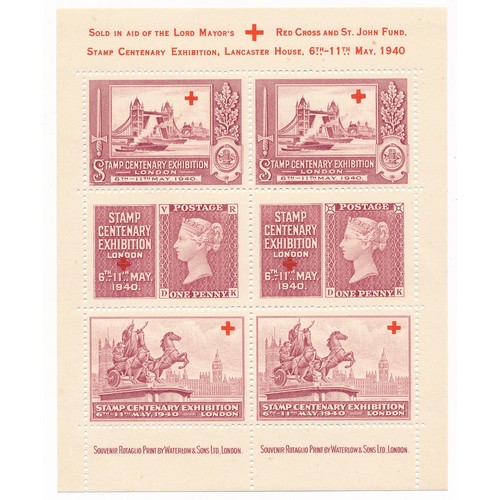 109 - Great Britain, 1940 Stamp Centenary Exhibition London 6th-11th May 1940 Red Cross charity Miniature ... 