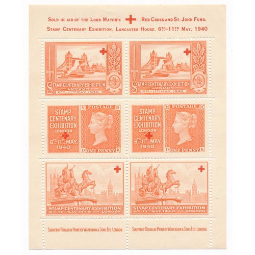 109 - Great Britain, 1940 Stamp Centenary Exhibition London 6th-11th May 1940 Red Cross charity Miniature ... 