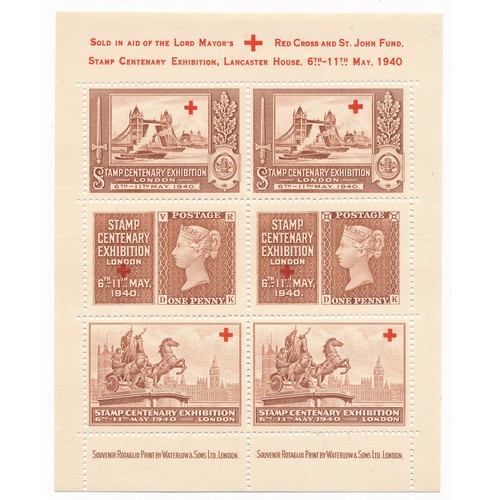 109 - Great Britain, 1940 Stamp Centenary Exhibition London 6th-11th May 1940 Red Cross charity Miniature ... 