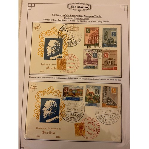 83 - San Marino early to modern M and U collection in 2 binders with a good range of commem sets incl FDC... 