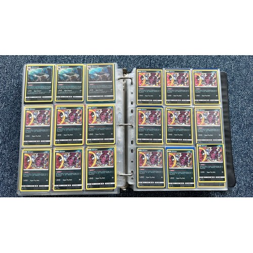 403 - A folder containing duplicates of Pokemon cards. Various sets and series including Base Set, Ultra P... 