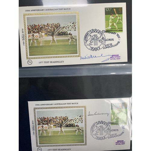 94 - Cricket First Day Cover’s. One volume of Benham signed covers (The Cricket Collection) with County &... 