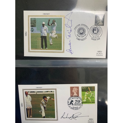 94 - Cricket First Day Cover’s. One volume of Benham signed covers (The Cricket Collection) with County &... 