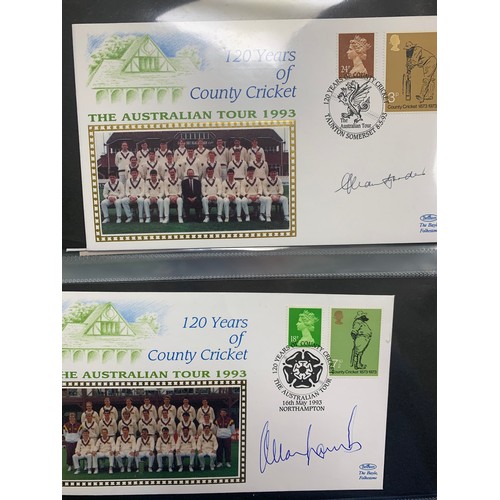 94 - Cricket First Day Cover’s. One volume of Benham signed covers (The Cricket Collection) with County &... 