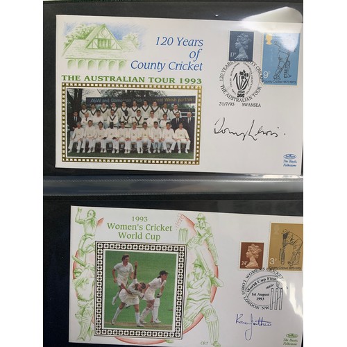 94 - Cricket First Day Cover’s. One volume of Benham signed covers (The Cricket Collection) with County &... 