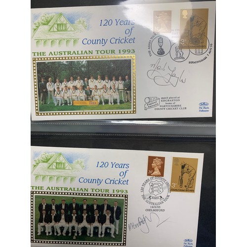 94 - Cricket First Day Cover’s. One volume of Benham signed covers (The Cricket Collection) with County &... 