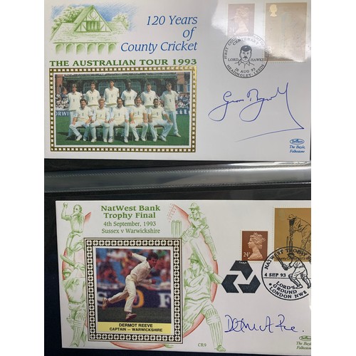 94 - Cricket First Day Cover’s. One volume of Benham signed covers (The Cricket Collection) with County &... 