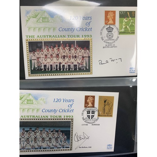 94 - Cricket First Day Cover’s. One volume of Benham signed covers (The Cricket Collection) with County &... 