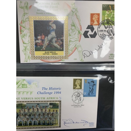 94 - Cricket First Day Cover’s. One volume of Benham signed covers (The Cricket Collection) with County &... 