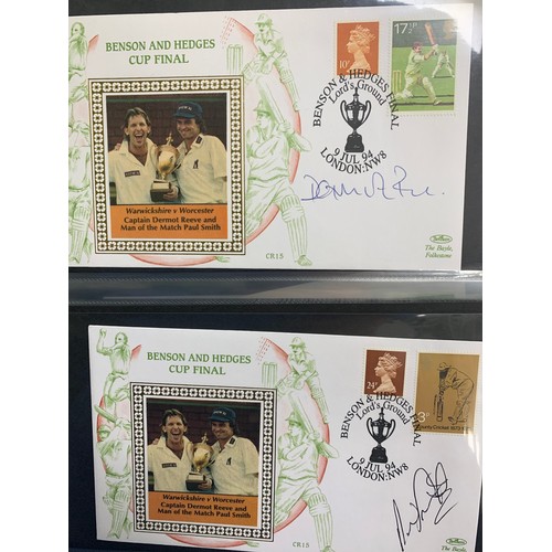 94 - Cricket First Day Cover’s. One volume of Benham signed covers (The Cricket Collection) with County &... 