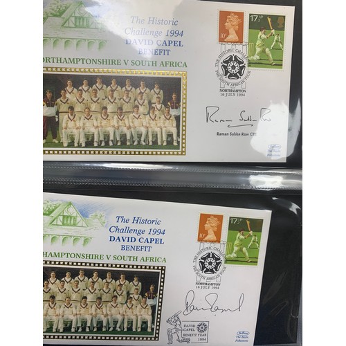 94 - Cricket First Day Cover’s. One volume of Benham signed covers (The Cricket Collection) with County &... 