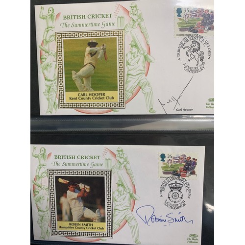 94 - Cricket First Day Cover’s. One volume of Benham signed covers (The Cricket Collection) with County &... 