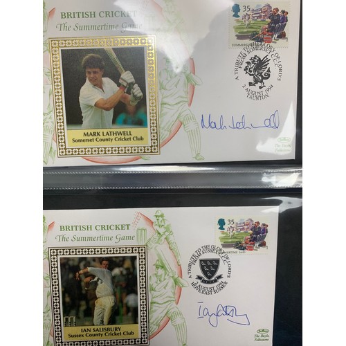 94 - Cricket First Day Cover’s. One volume of Benham signed covers (The Cricket Collection) with County &... 