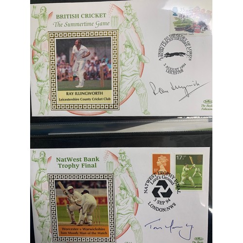 94 - Cricket First Day Cover’s. One volume of Benham signed covers (The Cricket Collection) with County &... 