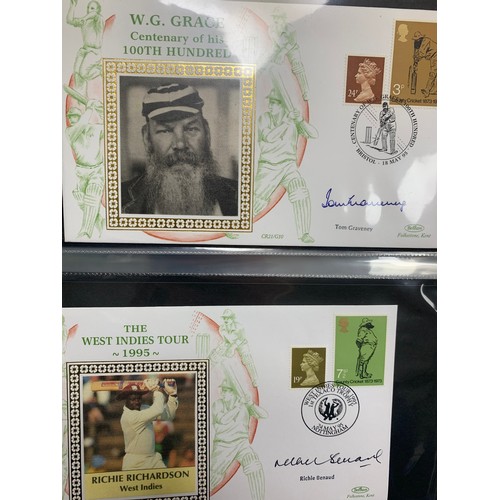 94 - Cricket First Day Cover’s. One volume of Benham signed covers (The Cricket Collection) with County &... 