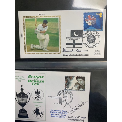 94 - Cricket First Day Cover’s. One volume of Benham signed covers (The Cricket Collection) with County &... 