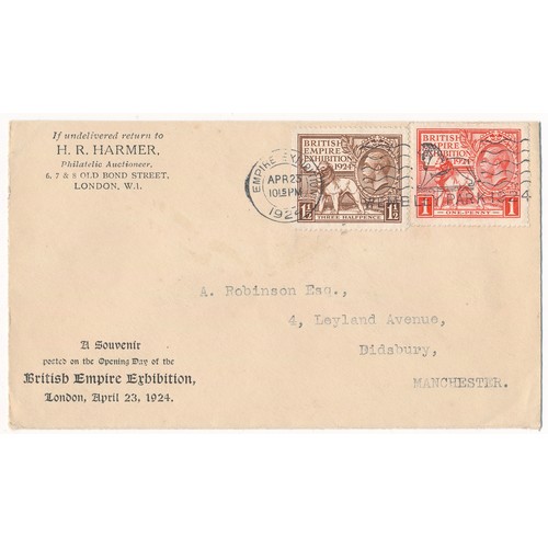 107 - Great Britain 1924 British Empire Exhibition First Day Cover, 23. April, 1924 Wembley Harmers Displa... 