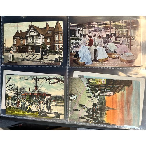 264 - Postcards - Birmingham (108), really lovely collection in an album with many RPs, some comic, with t... 