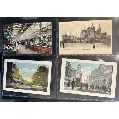 264 - Postcards - Birmingham (108), really lovely collection in an album with many RPs, some comic, with t... 