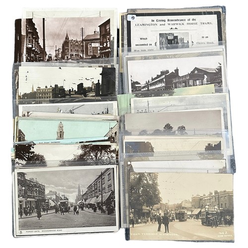 278 - Postcards - Transport / Trams (52), printed and RPs with Tram Terminus W. Norwood, Cradock St. Swans... 