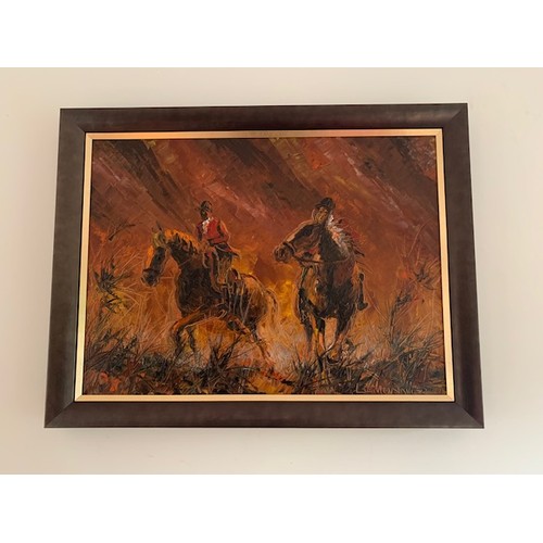 10 - “The Hunters” - an original vintage painting by the 20th Century artist, Lemonnier, dated 1965. This... 