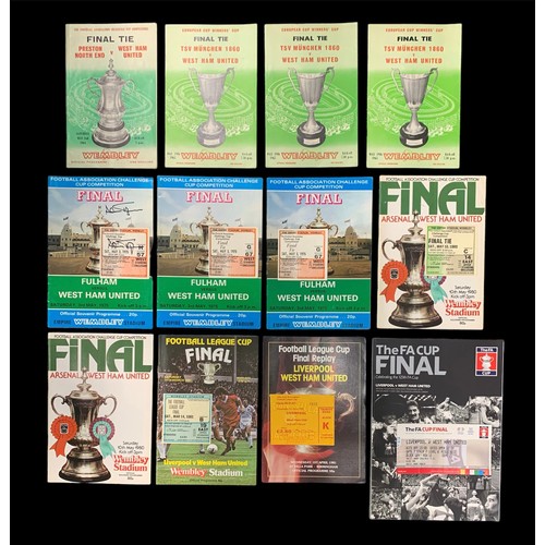 238 - West Ham United, range of West Ham United Cup Final programmes in binder including; FA Cup Final Pre... 